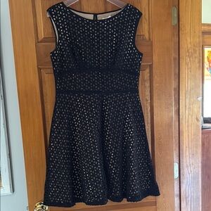 Ann Taylor Loft Eyelet Black Dress, 8